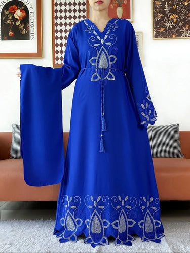 Djellaba Bleu Fleur